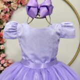 Vestido Infantil Lilás com Strass Casamento Festa 4 ao 18