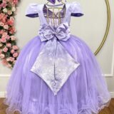 Vestido Infantil Lilás com Strass Casamento Festa 4 ao 18