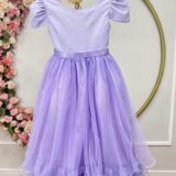 Vestido Infantil Lilás com Strass Casamento Festa 4 ao 18