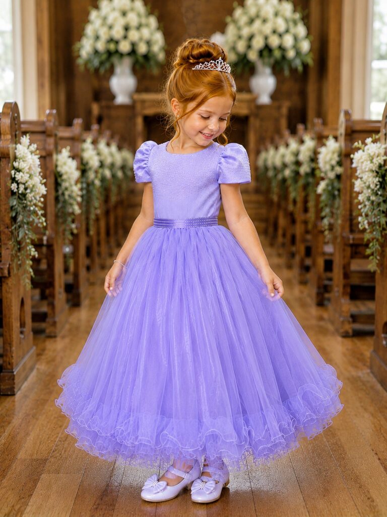 Vestido Infantil Lilás com Strass Casamento Festa 4 ao 18