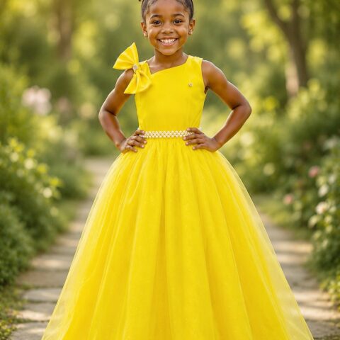 Vestido Infantil Longo Amarelo Daminha Formatura
