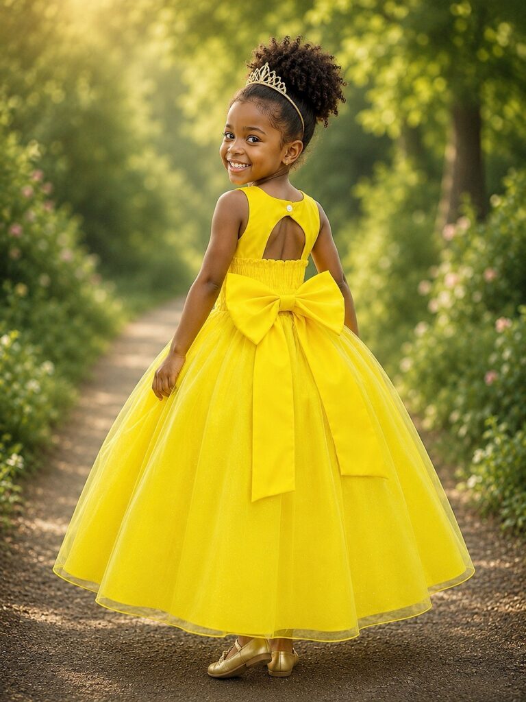 Vestido Infantil Longo Amarelo Daminha Formatura