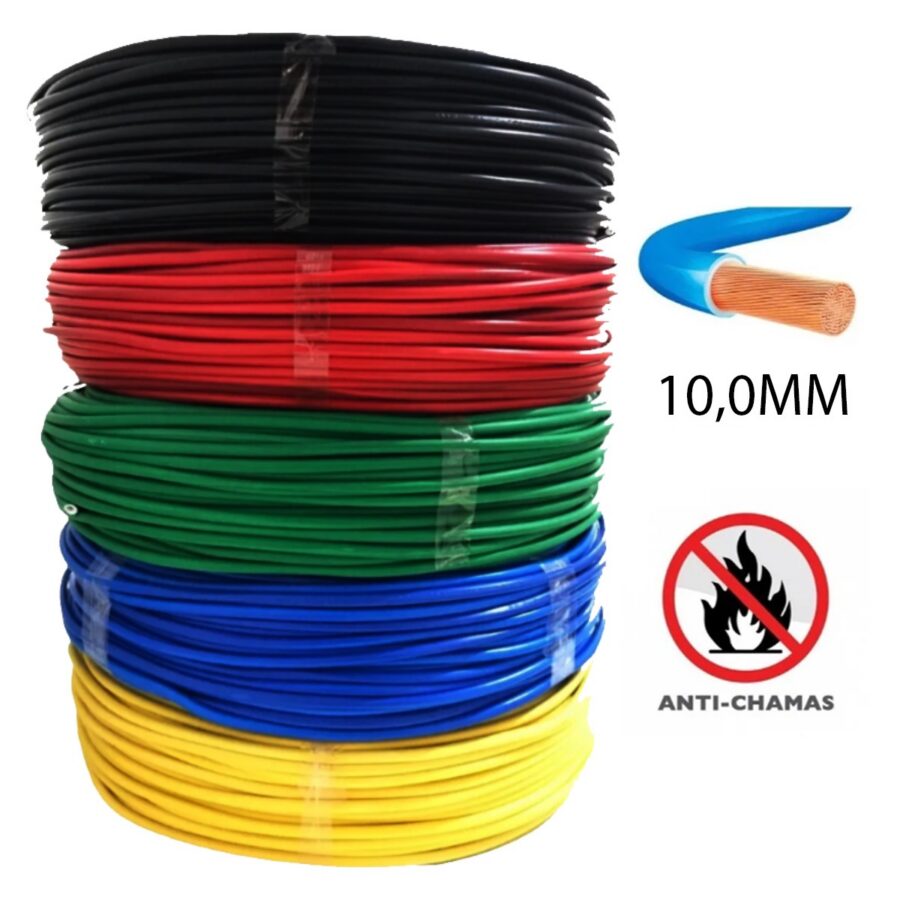 Cabo Flexível 10 mm 100 m Antichama 750V 6 Cores