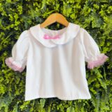 Conjunto Infantil Junino Salopete Xadrez Rosa e Azul