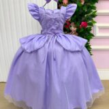 Vestido Infantil Mini Miss Longo Princesa Lilás
