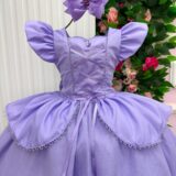 Vestido Infantil Mini Miss Longo Princesa Lilás