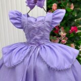 Vestido Infantil Mini Miss Longo Princesa Lilás