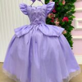 Vestido Infantil Mini Miss Longo Princesa Lilás