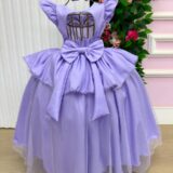 Vestido Infantil Mini Miss Longo Princesa Lilás