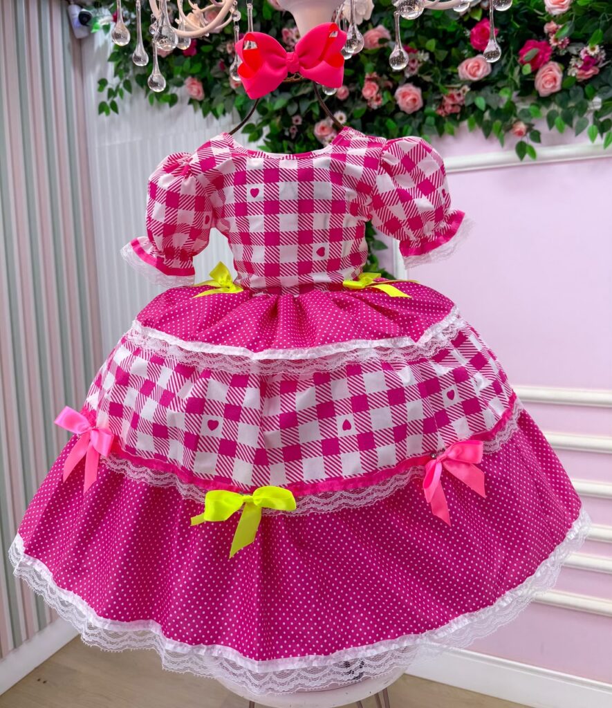 Vestido Junino Infantil Mimadine Beatriz Pink