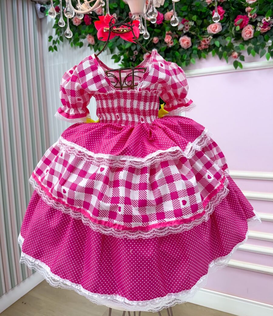 Vestido Junino Infantil Mimadine Beatriz Pink