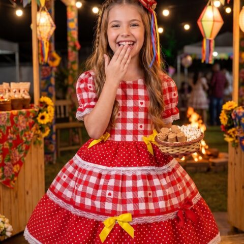 Vestido Junino Infantil Mimadine Beatriz Vermelho