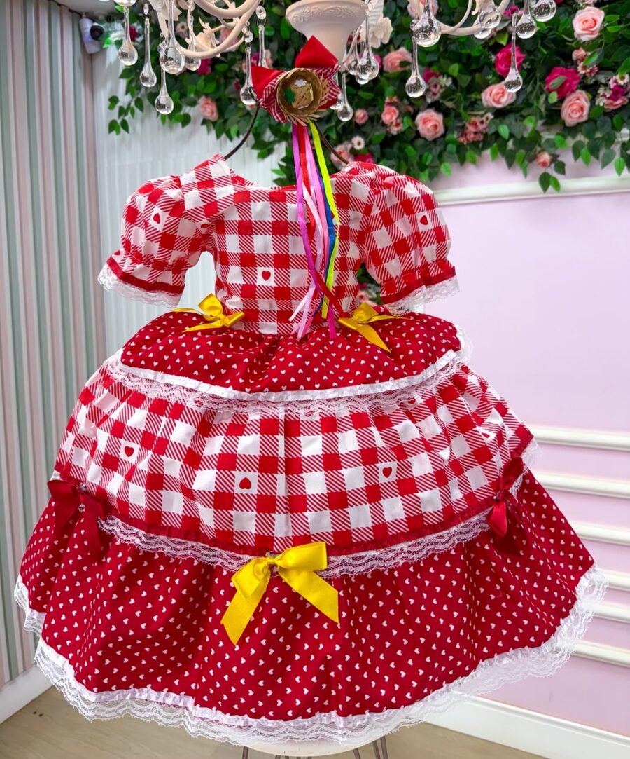 Vestido Junino Infantil Mimadine Beatriz Vermelho