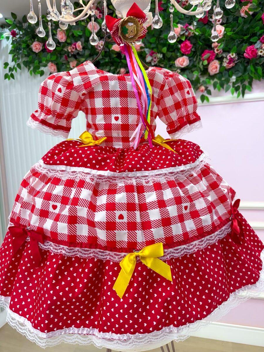 Vestido Junino Infantil Mimadine Beatriz Vermelho
