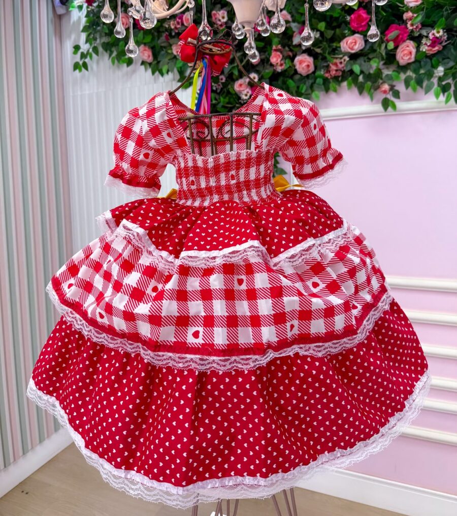 Vestido Junino Infantil Mimadine Beatriz Vermelho