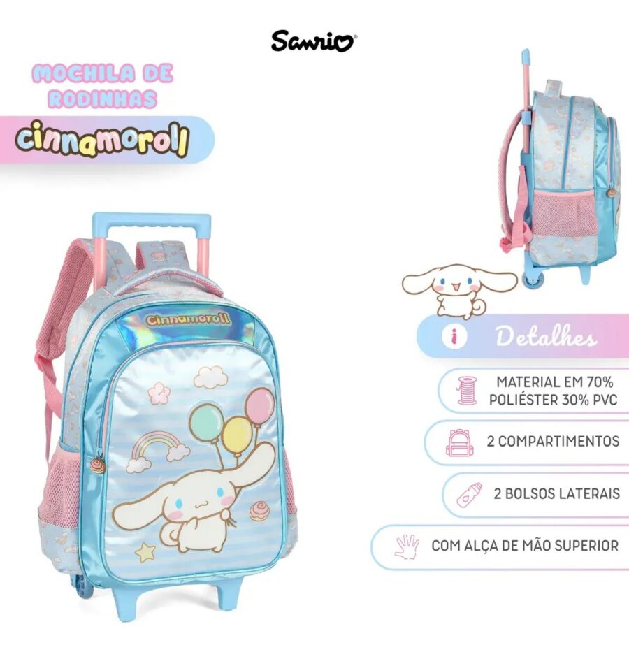 Mochila de Rodinhas Infantil Cinnamoroll