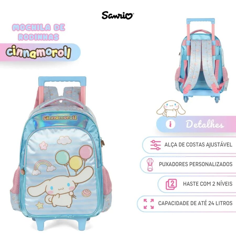 Mochila de Rodinhas Infantil Cinnamoroll