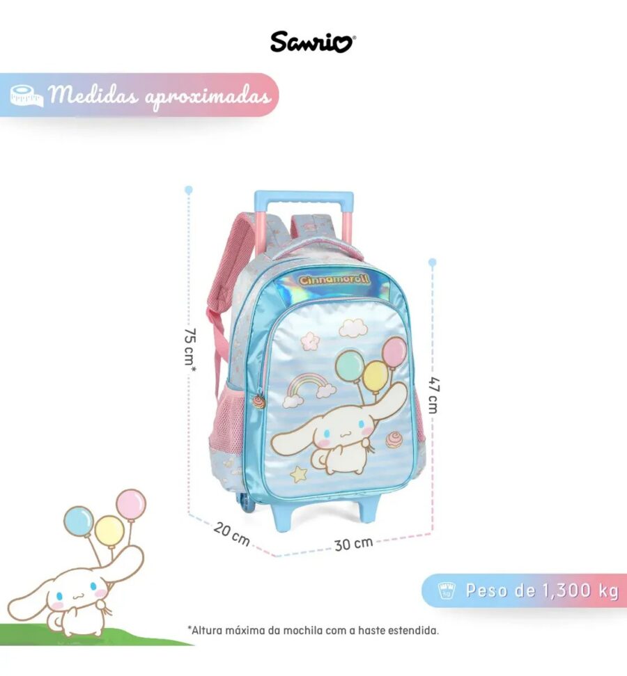 Mochila de Rodinhas Infantil Cinnamoroll