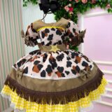 Vestido Infantil Fazendinha Vaquinha Doce Mimosa Country