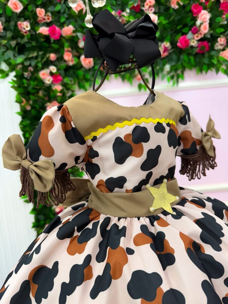 Vestido Infantil Fazendinha Vaquinha Doce Mimosa Country
