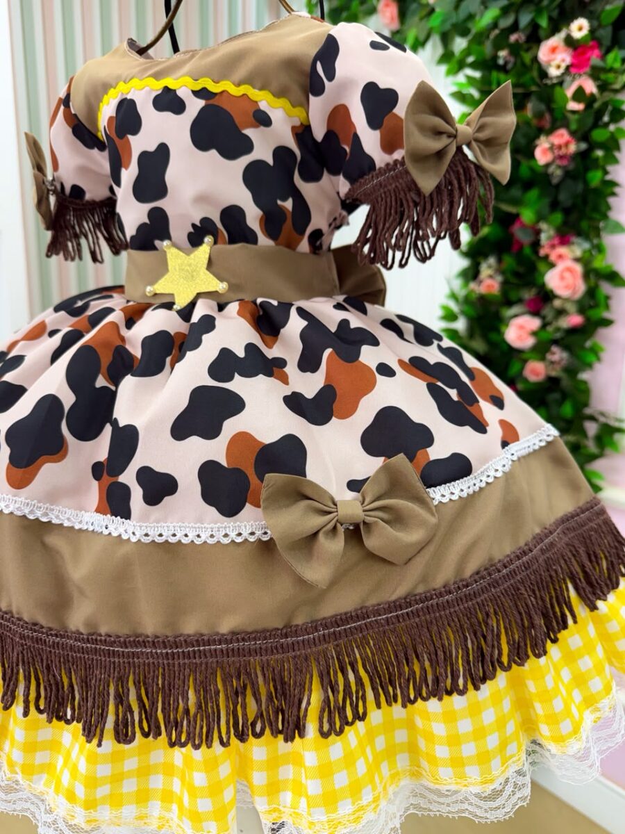 Vestido Infantil Fazendinha Vaquinha Doce Mimosa Country