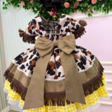 Vestido Infantil Fazendinha Vaquinha Doce Mimosa Country