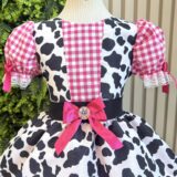 Vestido Infantil Xadrez Pink Fazendinha Vaquinha Boiadeira