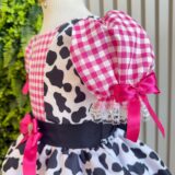Vestido Infantil Xadrez Pink Fazendinha Vaquinha Boiadeira
