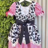 Vestido Infantil Xadrez Pink Fazendinha Vaquinha Boiadeira