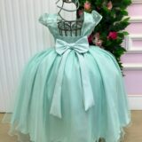 Vestido Longo Infantil Carol Mini Miss Verde Menta Renda