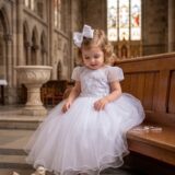 Vestido Infantil Jessica Menina Bonita Branco Renda e Tule