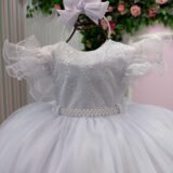 Vestido Infantil Lara Menina Bonita Branco Renda e Strass