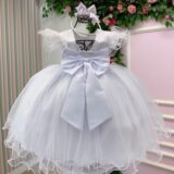 Vestido Infantil Lara Menina Bonita Branco Renda e Strass