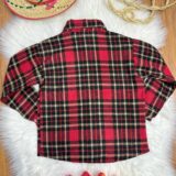 Camisa Infantil Xadrez Flanelada Vermelha e Kaki Manga Longa