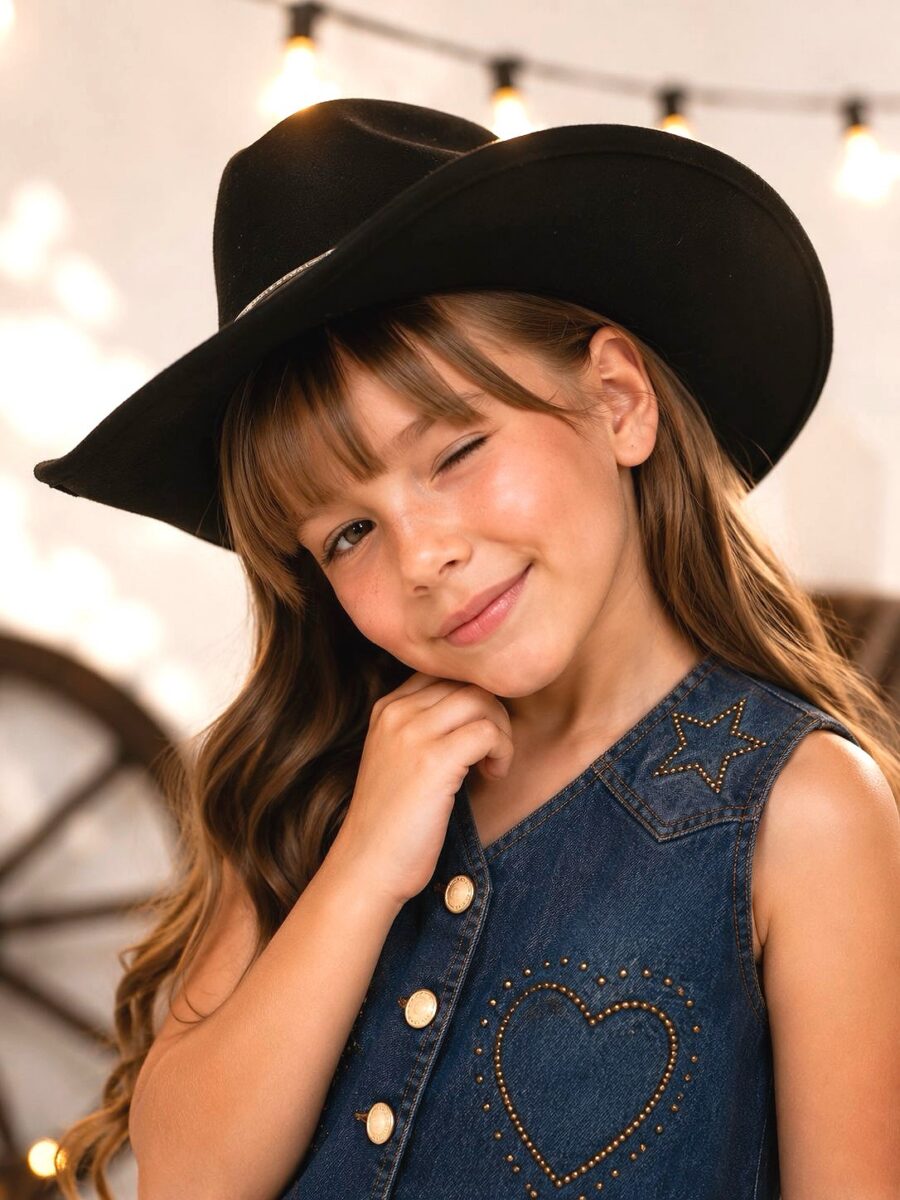 Conjunto Infantil Colete e Short Jeans Cinto Boiadeira