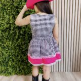 Conjunto Junino Infantil Colete e Saia Xadrez Pink