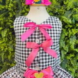 Conjunto Junino Infantil Colete e Saia Xadrez Pink