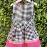 Conjunto Junino Infantil Colete e Saia Xadrez Pink