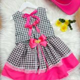 Conjunto Junino Infantil Colete e Saia Xadrez Pink
