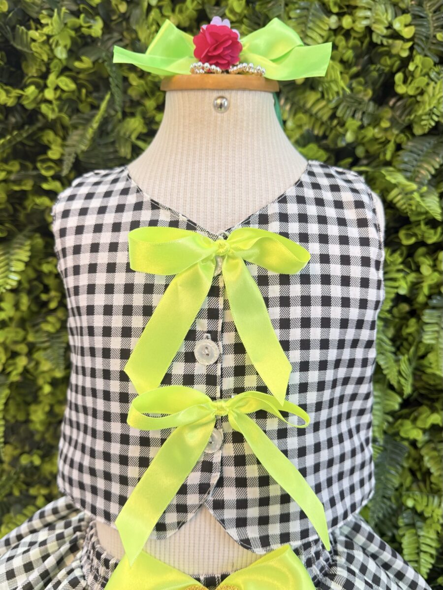 Conjunto Junino Infantil Colete e Saia Xadrez Verde