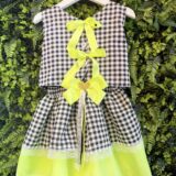 Conjunto Junino Infantil Colete e Saia Xadrez Verde