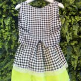 Conjunto Junino Infantil Colete e Saia Xadrez Verde