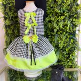 Conjunto Junino Infantil Colete e Saia Xadrez Verde