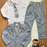 Conjunto Social Infantil Pajem Terno Cinza e Camisa Branca