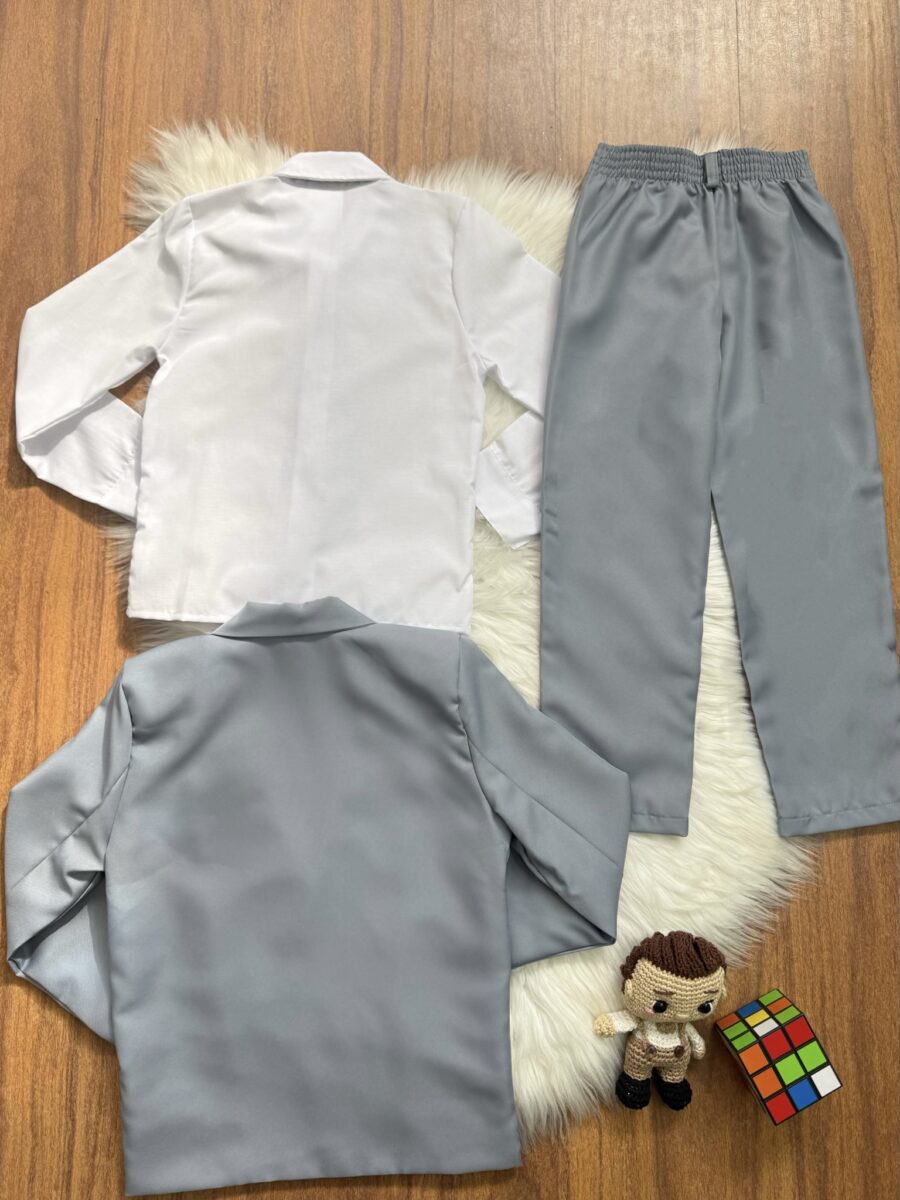 Conjunto Social Infantil Pajem Terno Cinza e Camisa Branca