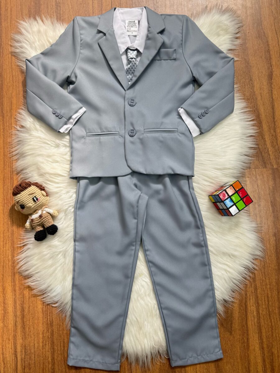 Conjunto Social Infantil Pajem Terno Cinza e Camisa Branca
