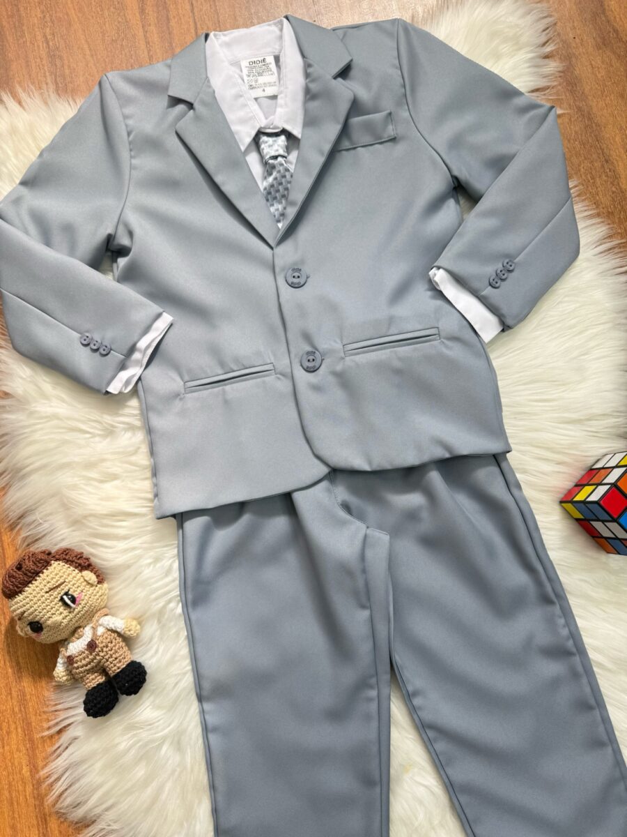 Conjunto Social Infantil Pajem Terno Cinza e Camisa Branca