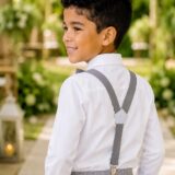 Conjunto Social Infantil Pajem Calça e Suspensório Cinza