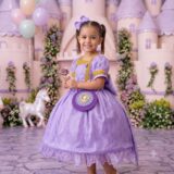 Vestido Infantil Belli Doce Realeza Lilás com Bolsa