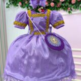 Vestido Infantil Belli Doce Realeza Lilás com Bolsa